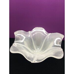 Vintage Viking Frosted Satin Glass Bowl Lotus Flower White 7'' Home Decor